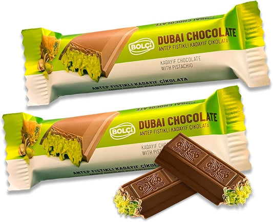 Bolci Dubai Chocolate Bar with Pistachio Cream & Kadayif Filling – 24 Piece Box | Premium Turkish Chocolate